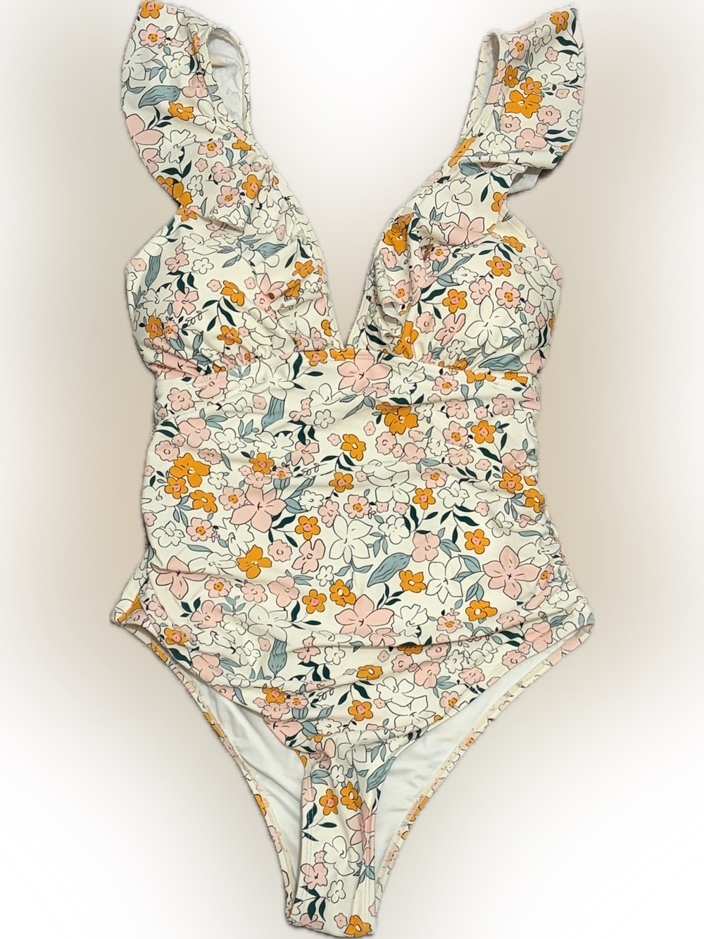 NWT BREASTFEEDING 🤱 TOP Ruffle-Sleeve Floral One-Piece Swimsuit